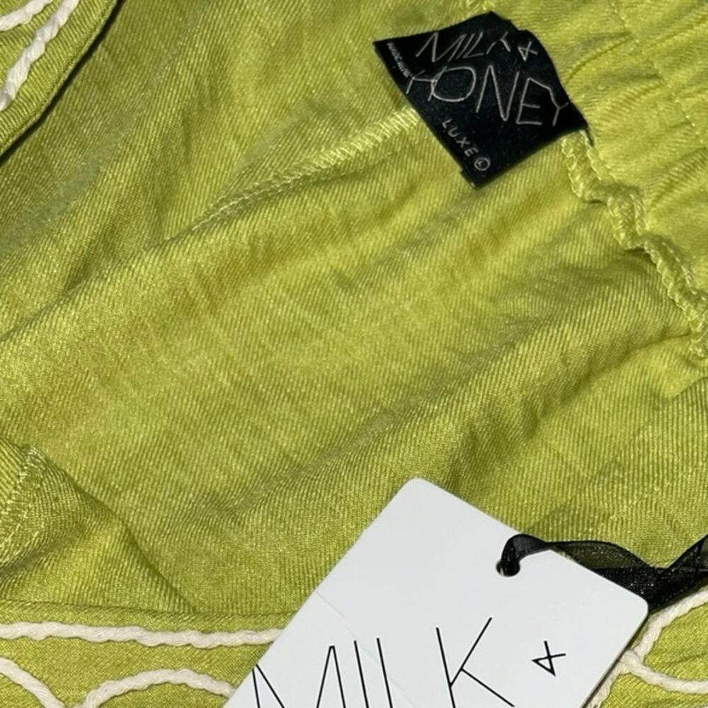 Milk & Honey Chartreuse Wide Leg Lounge Pants Resort Wear Large with Pockets - Picture 8 of 10
